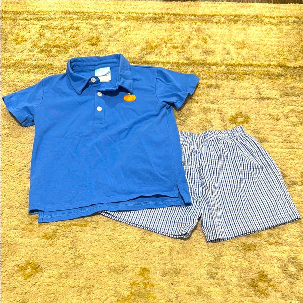 Classic Whimsy Toddler Boy Pumpkin Polo and Shorts Set 4T